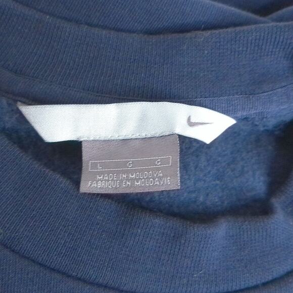 Vintage Nike Y2K Navy Blue Fleece Swoosh Sweatshirt Size Large - Picture 2 of 7
